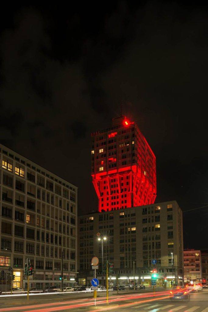 Ingo Maurer light installation at Torre Velasca in Milan